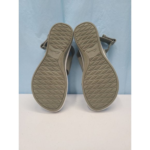 Clarks Womens Arla Jacory Sandal Size 7 Wedge Elastic Slingback Olive Washable - Picture 7 of 7